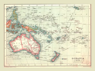 Mapa Oceánie, 1902.