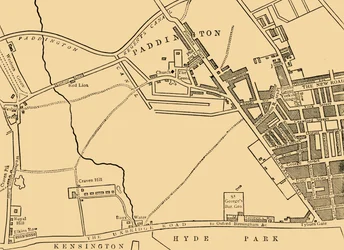 Mapa Paddington, v roce 1815, c1876.