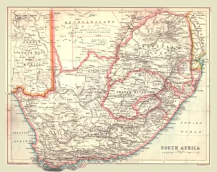 Mapa Jižní Afriky, 1902.