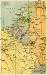 Mapa belgické hranice s pevnostmi, 1919.