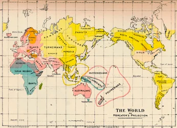 Mapa světa na projekci Mercators, 1902
