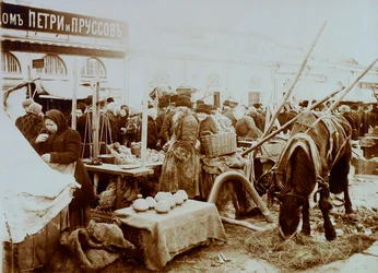 Trh na nábřeží Moskvoreckaja, Moskva, Rusko, 1911