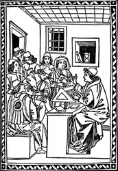 Mistr se svými studenty. Christoforo Landino, 1492, 1917