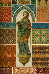 Středověké tkaní, výšivky, emaily a malované plastiky, 1898.