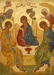 Melchitská ikona: Abrahamova trojice, Nazaret, Izrael