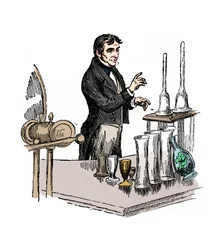 Michael Faraday přednáší v Royal Institution, Londýn, 1835 20. století.