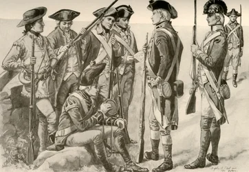 Vojenské uniformy v Americe, c1770, 1937.