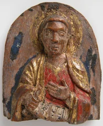 Miniaturní reliéf hebrejského proroka Daniela se svitkem, německy, 1200-1225.