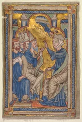Miniatura z kompendia životů svatých: Svatá Kateřina Alexandrijská..., c. 1200-1210.