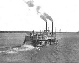 Kolesový parník Mississippi, USA, c1900.