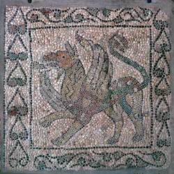 Mozaika grifonka v kostele San Giovanni Evangelista, 13. století