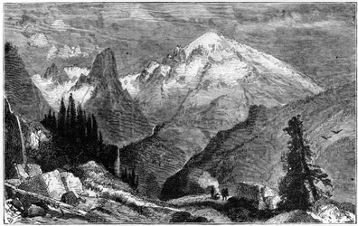 Mount Shasta, severní vrchol Sierra Nevada, Kalifornie, USA, c1870