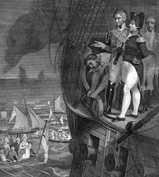 Napoleon Bonaparte 1721-1818 na palubě Bellerophon u pobřeží Plymouthu, 19.