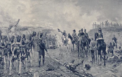 Napoleon a stará garda před Waterloo, 1815, 1896