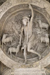 Národní muzeum francouzských památek. Oblouk brány Gros Horloge. Dobrý pastýř. Odlitek, Paříž, Francie