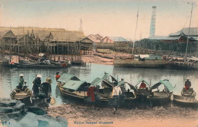 Nativní Sampan Singapur, c1910
