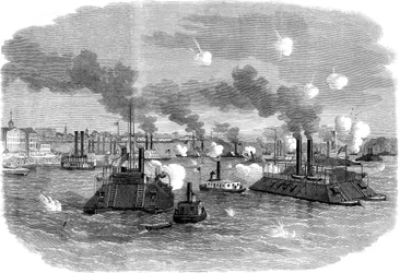 Námořní bitva na Mississippi, Memphis, Tennessee, americká občanská válka, červenec 1862