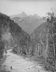 Needle Mountains, kaňon Rio de las Animas, c1897.