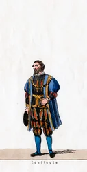 Šlechtic, návrh kostýmů pro Shakespearovu hru, Jindřich VIII., 19. století