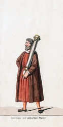 Šlechtic se stříbrným sloupem, kostýmní návrh pro Shakespearovu hru, Jindřich VIII., 19. století
