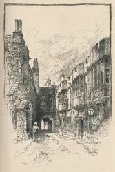 Severní brána a knihovna, z King Johns Tower, 1895