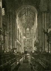 Norwichská katedrála. Sbor, pohled na východ, 1898.