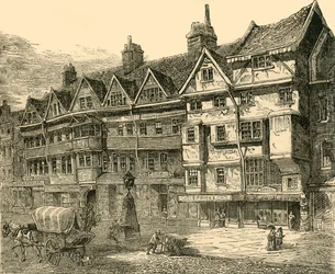 Staré domy v Holborn poblíž Middle Row, c1872.