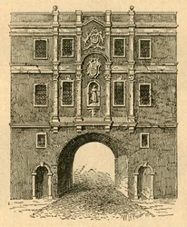 Stará brána Lud, z tisku vydaného kolem roku 1750, 1897.