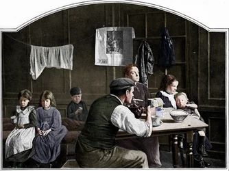 Starý pokoj ve Slumlandu, Londýn, c1900 1901