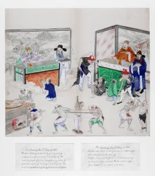 Jeden ze souboru obrazů Deset dvorů pekel, dynastie Qing, Čína, c1800-1849