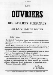 Ouvriers, z francouzských politických plakátů Pařížské komuny, květen 1871