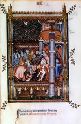 Pohanští kněží vítají Sisinnia u bran Paříže, 1317