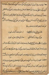 Stránka z Příběhů papouška Tuti-nama: textová stránka, c. 1560.