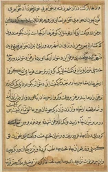 Stránka z Příběhů papouška Tuti-nama: textová stránka, c. 1560.