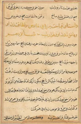 Stránka z Příběhů papouška Tuti-nama: textová stránka, c. 1560.