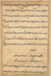 Stránka z Příběhů papouška Tuti-nama: textová stránka, c. 1560.