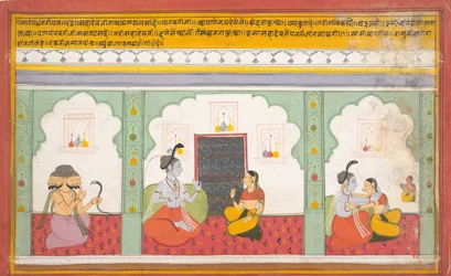 Stránka z rozptýleného Shiva Mahatmya Great Tales of Shiva, ca. 1710.