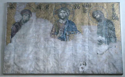 Malovaná kopie mozaiky Deesis, byzantská, originál z počátku 20. století ze 13. století.