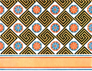 Malovaný strop v hrobce Enene v Thébách, Egypt, 1928.