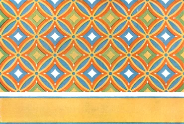Malovaný strop v hrobce Amenemheta v Thébách, Egypt, 1928.