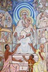 Malba v katedrále v Lome: Panna a dítě, Lome, Togo