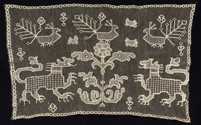 Panel s pantery, ptáky a květinovými motivy, 18.–19. století.