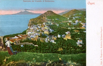Panorama z Castello di Barbarossa, Capri, Itálie, začátek 20. století