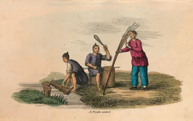 Výroba papíru v Číně, AD 105, c1850