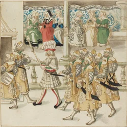 Přehlídka rytířů v orientálním kostýmu, c. 1515.