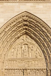 Pařížská katedrála Notre Dame západní křídlo: Brána svaté Anny, Paříž, Francie