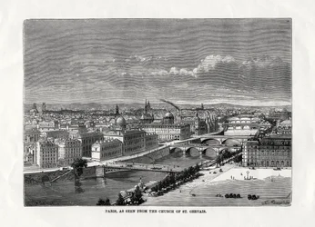 Paříž, jak je vidět z kostela St Gervais, Francie, 1879