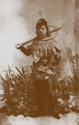 Pavel Gerdt jako princ Siegfried v baletu Labutí jezero, Petrohrad, 1895