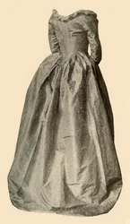 Obrázek zajímavých modrých šatů, které nosila paní St Clair, c1760, 1937.