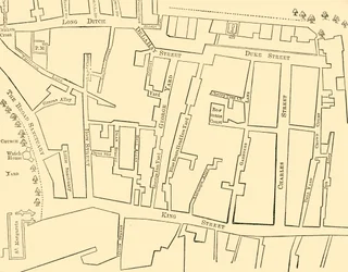 Plán části Westminsteru mezi 1734 a 1748 - Před erekcí Great George Street